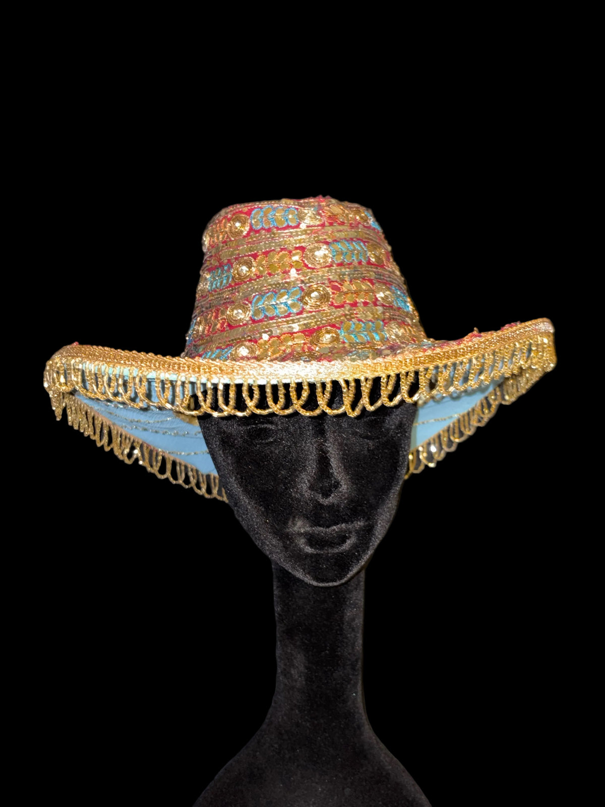 Vintage sari cowboy hat