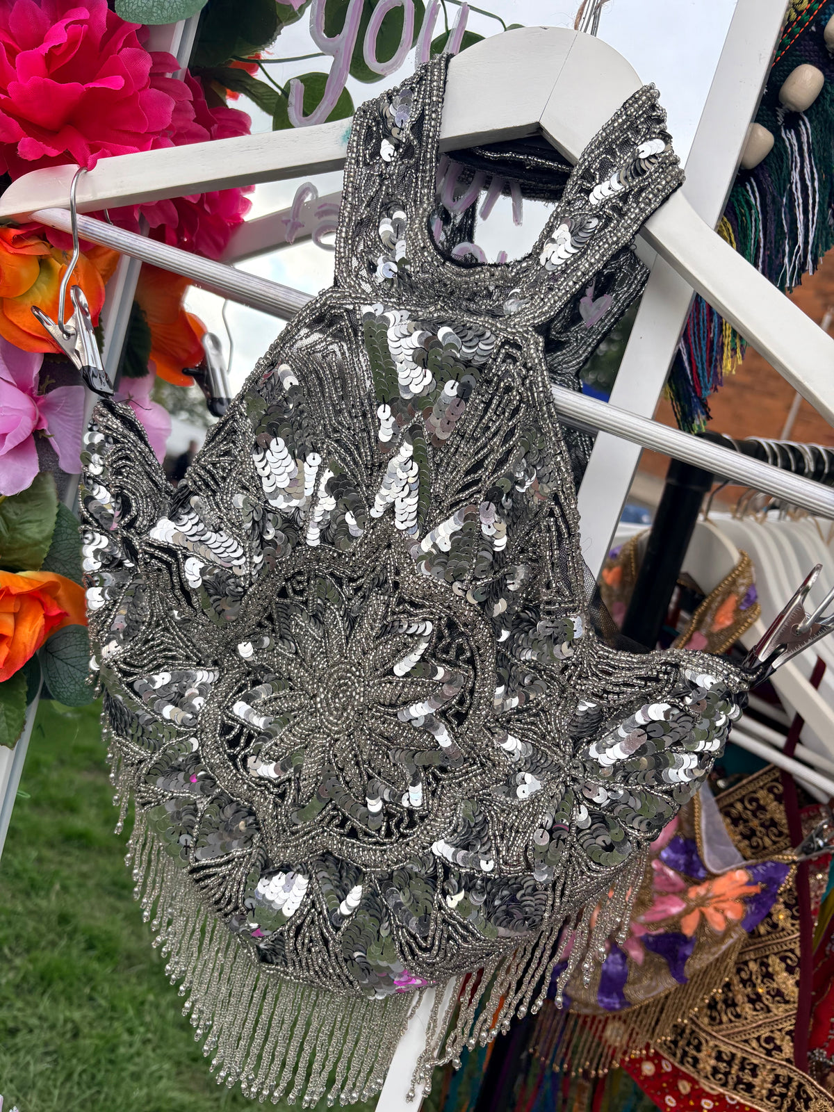 Sequin halter neck top