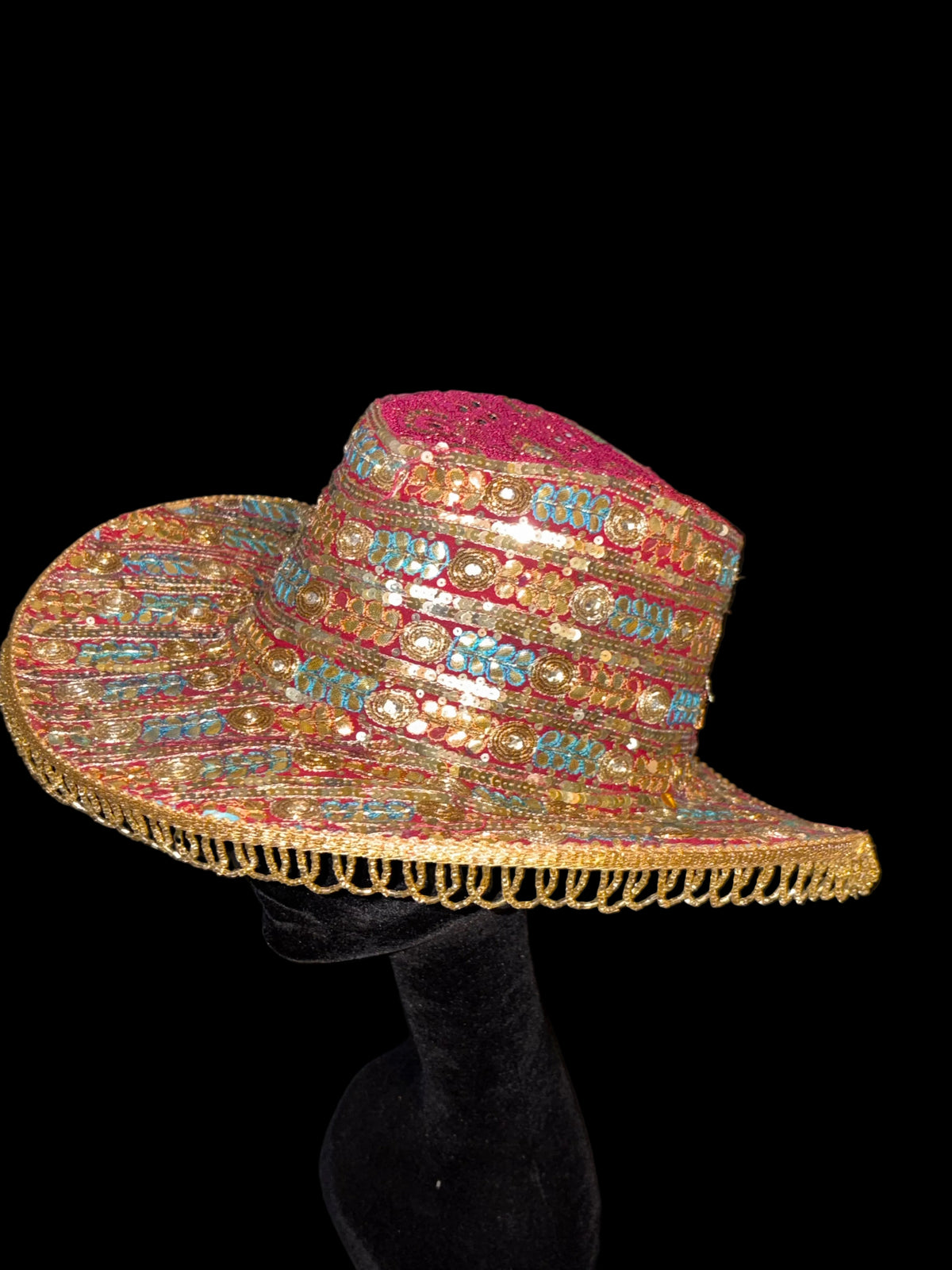 Vintage sari cowboy hat