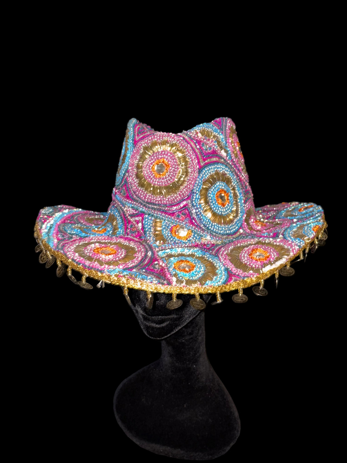 Vintage sari cowboy hat