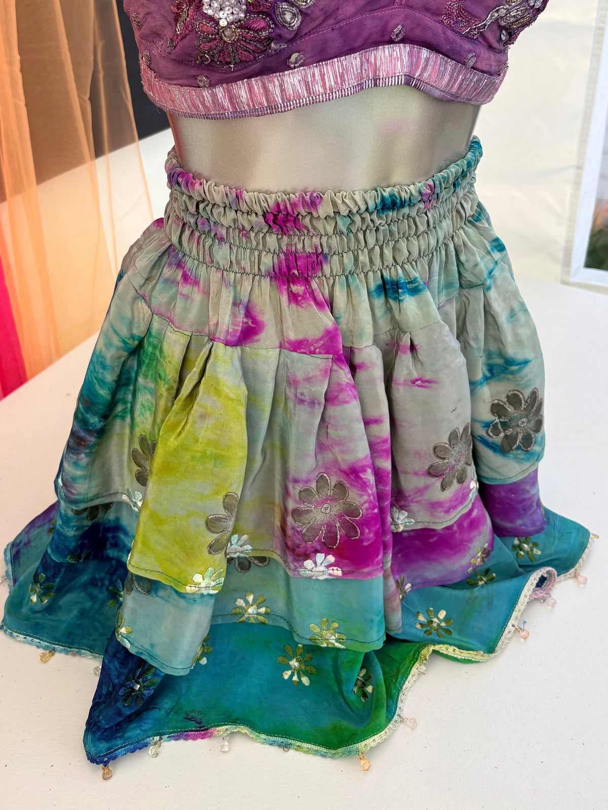 Multicolour tie-dye skirt