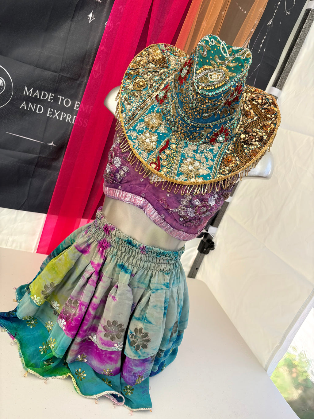 Multicolour tie-dye skirt