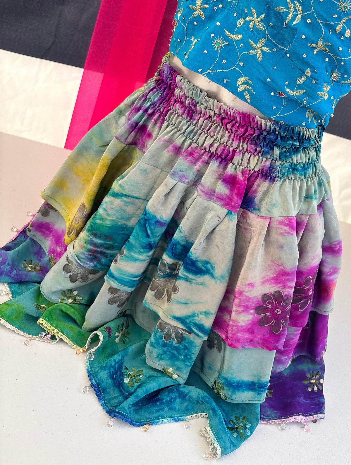 Multicolour tie-dye skirt