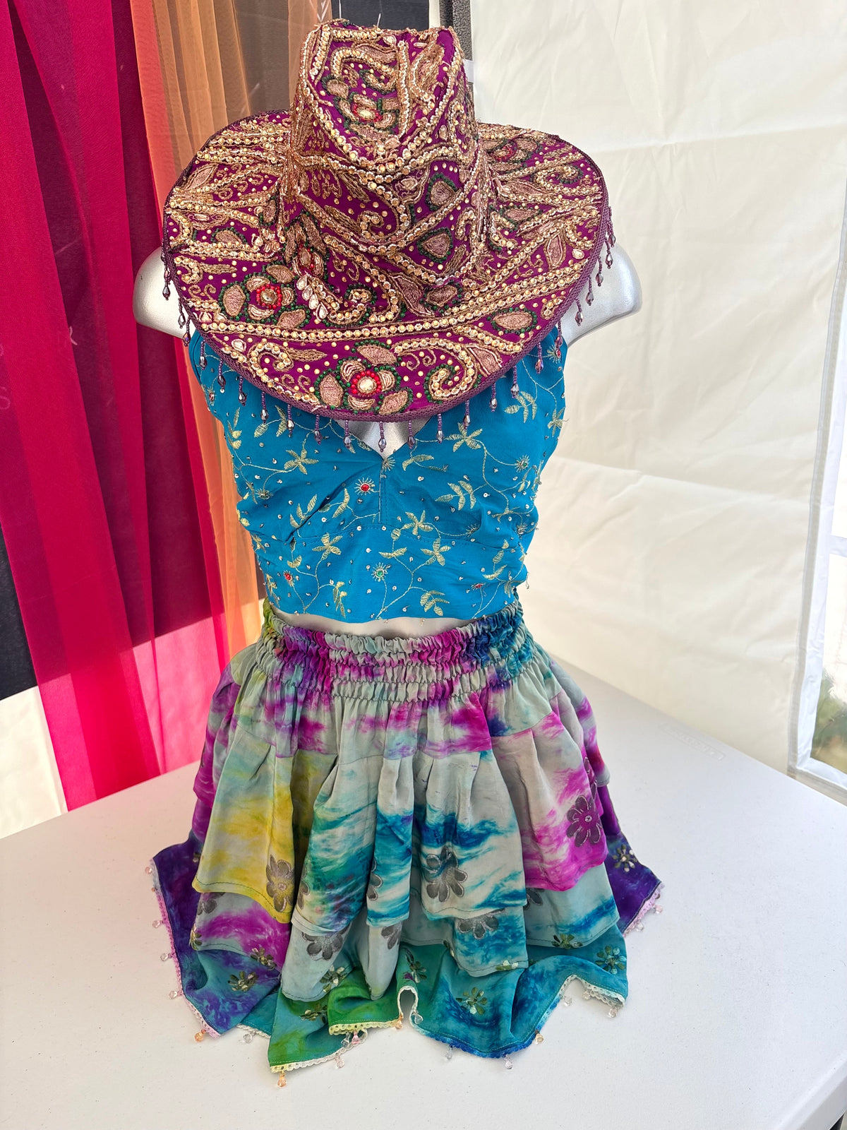 Multicolour tie-dye skirt